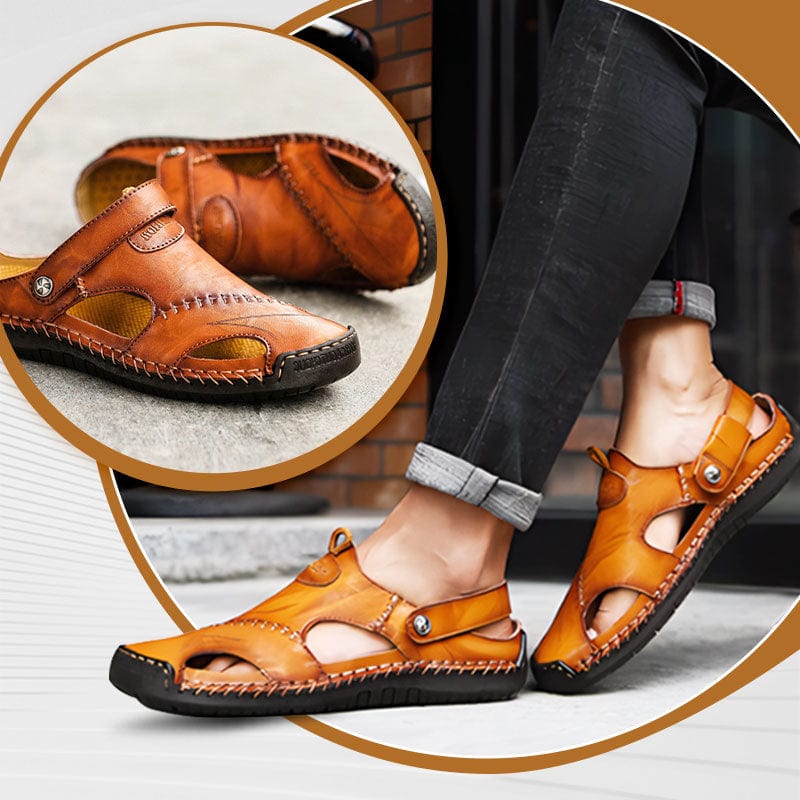 Men's Leather Sandals in Roman Style