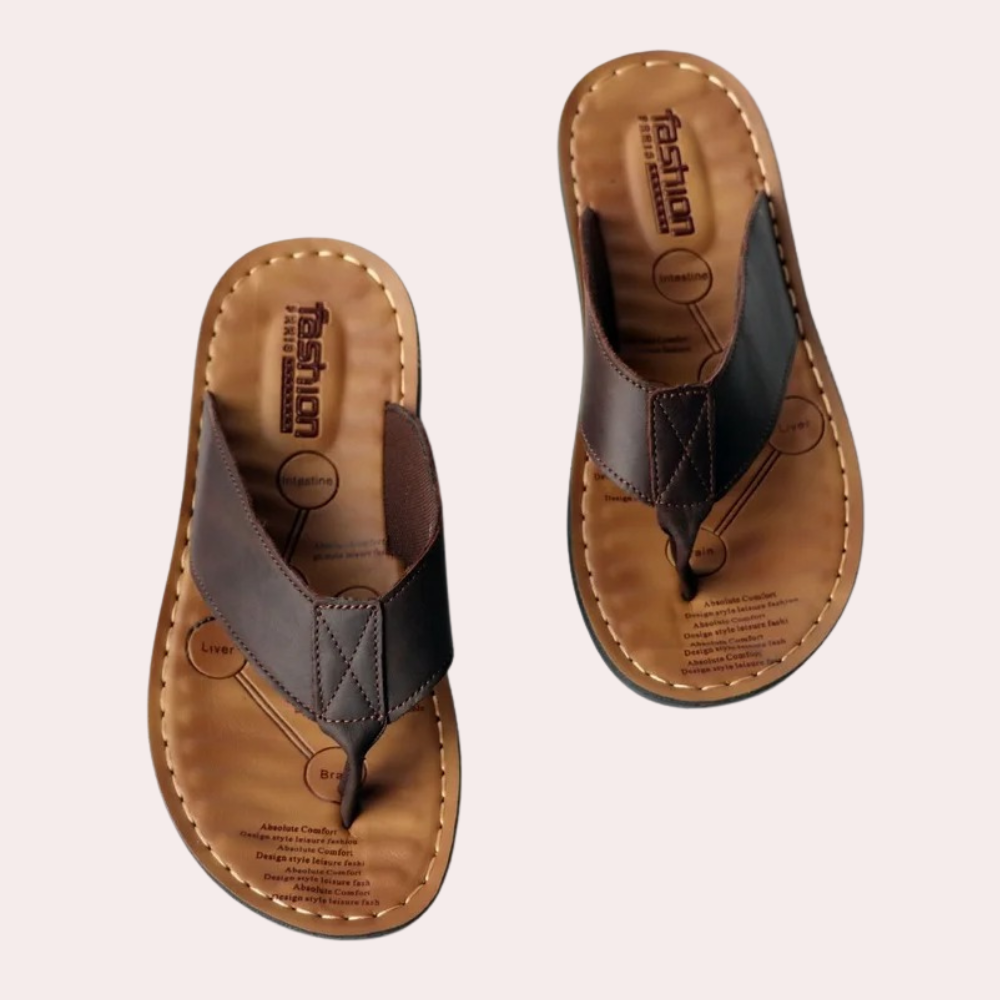 Men's Leather Slides with Ergonomic Footbed