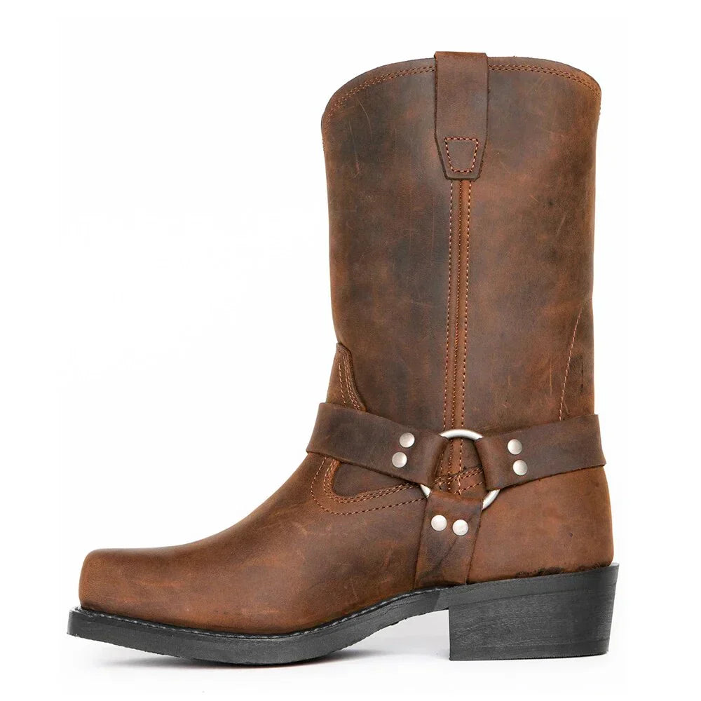 Men's Waterproof Cowboy Boots with Square Heel