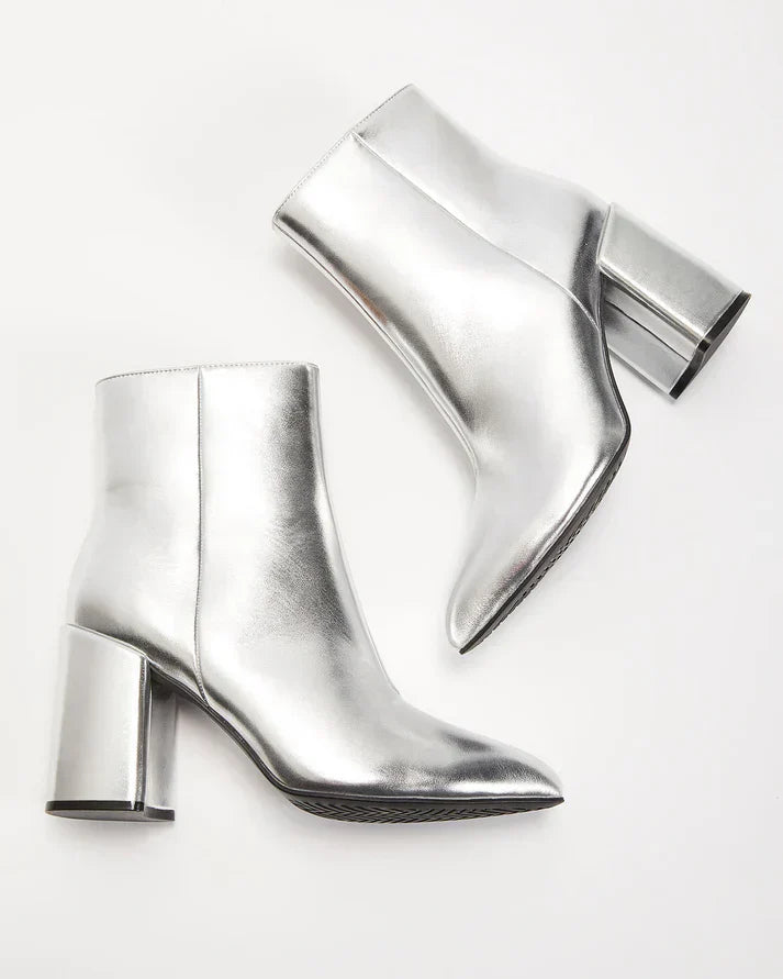 Women's Ankle Boots with a Metallic Finish