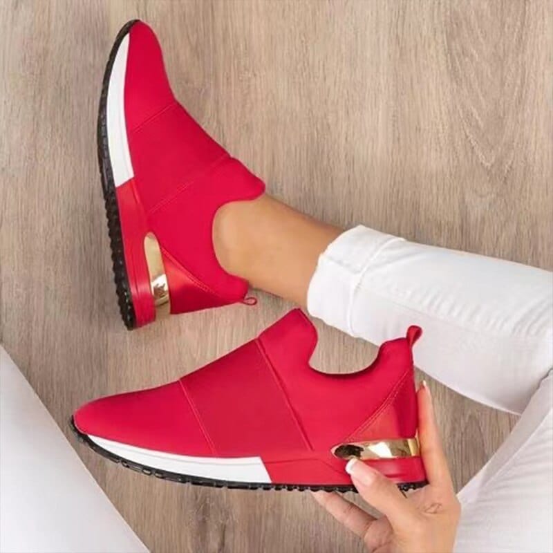 Women's Breathable Sneakers with Gold Accents