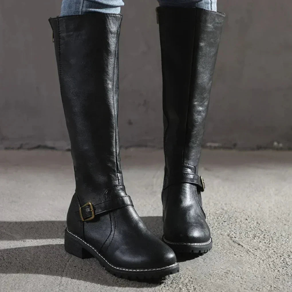 Women's Leather Over-the-Knee Heeled Boots