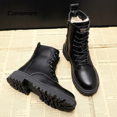 Women's Leather Winter Boots with Wool Lining