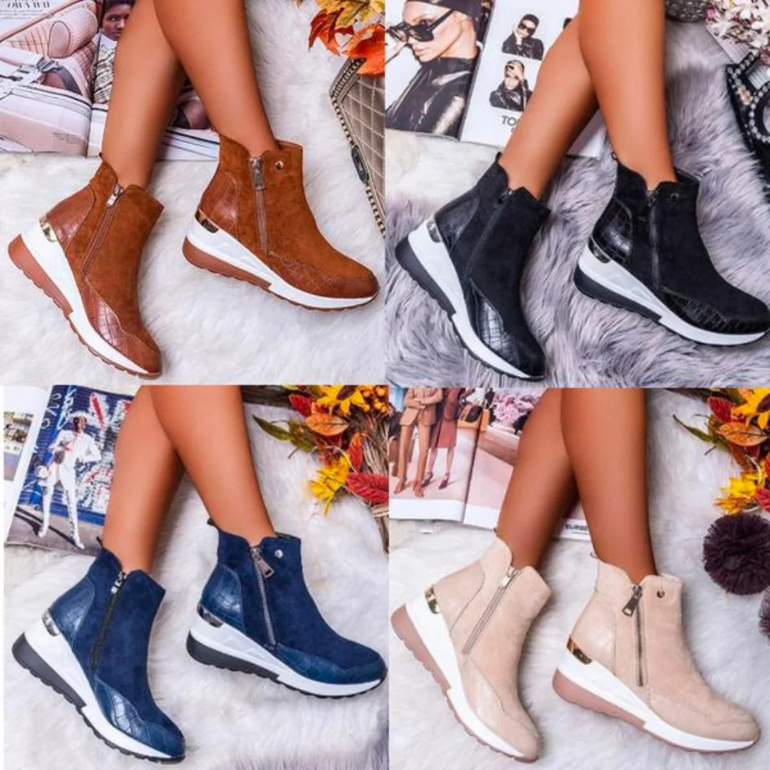Women's Orthopedic Ankle Boots with Leather Finish