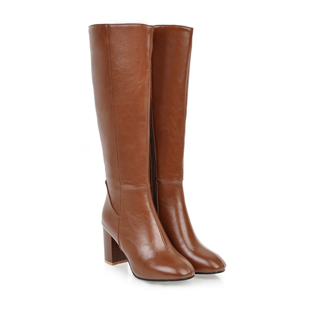 Women's Tall Boots with Zip on a Stable Heel