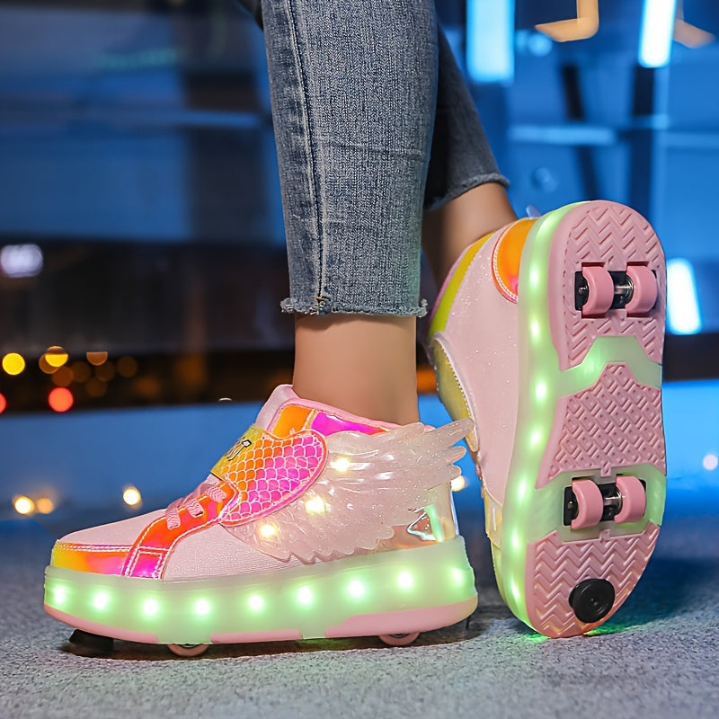 Kids' Light-Up Wheeled Shoes with Wings