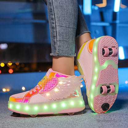 Kids' Light-Up Wheeled Shoes with Wings