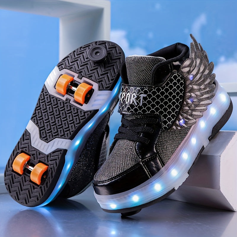 Kids' Light-Up Wheeled Shoes with Wings