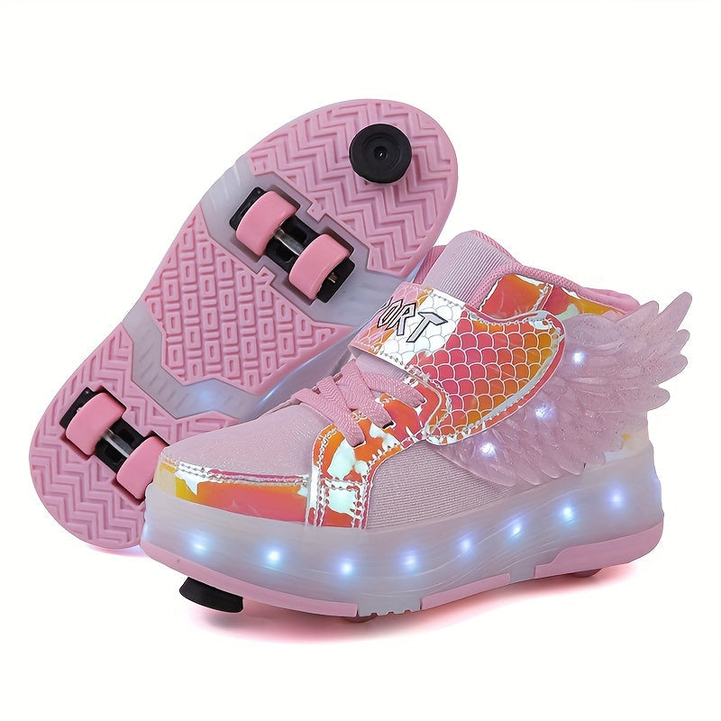 Kids' Light-Up Wheeled Shoes with Wings