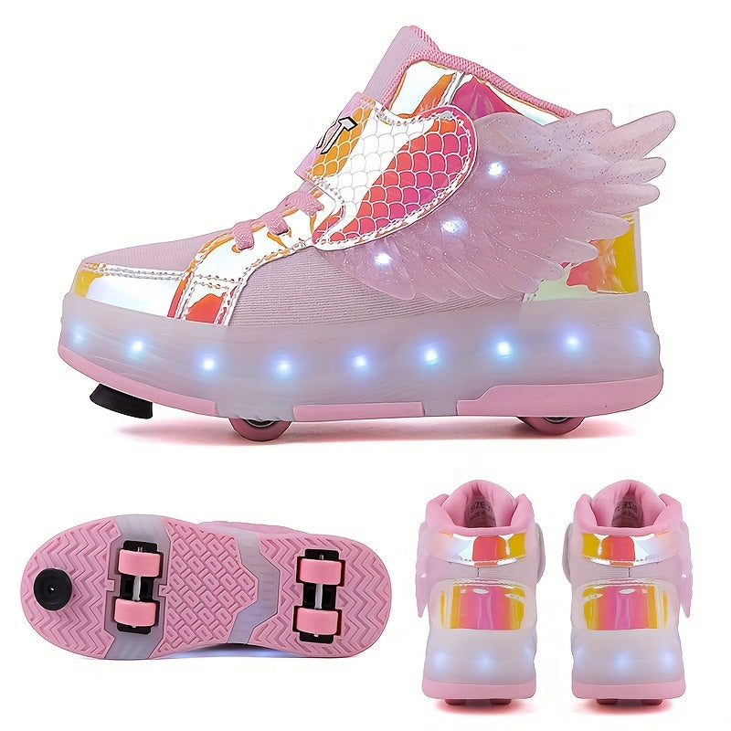 Kids' Light-Up Wheeled Shoes with Wings