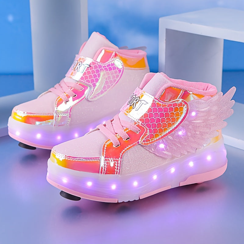 Kids' Light-Up Wheeled Shoes with Wings