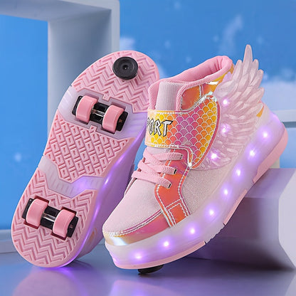 Kids' Light-Up Wheeled Shoes with Wings