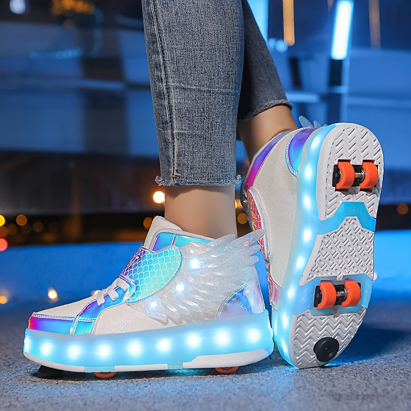 Kids' Light-Up Wheeled Shoes with Wings