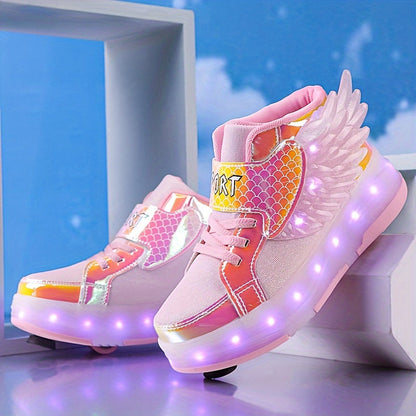Kids' Light-Up Wheeled Shoes with Wings