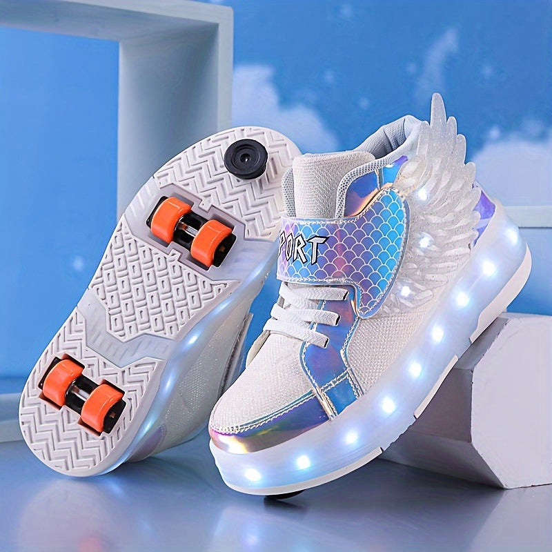 Kids' Light-Up Wheeled Shoes with Wings