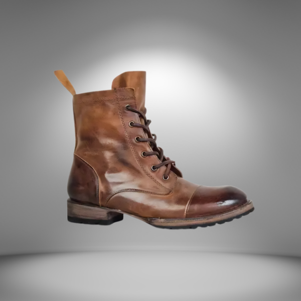 Men's Leather Ankle Boots in Vintage Western Style