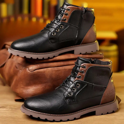 Men's Leather Ankle Boots with Zip, Elegant