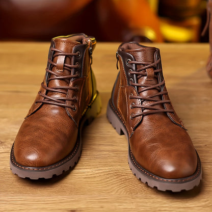 Men's Leather Ankle Boots with Zip, Elegant