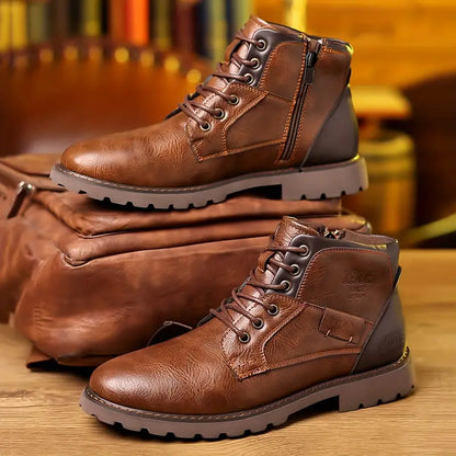 Men's Leather Ankle Boots with Zip, Elegant