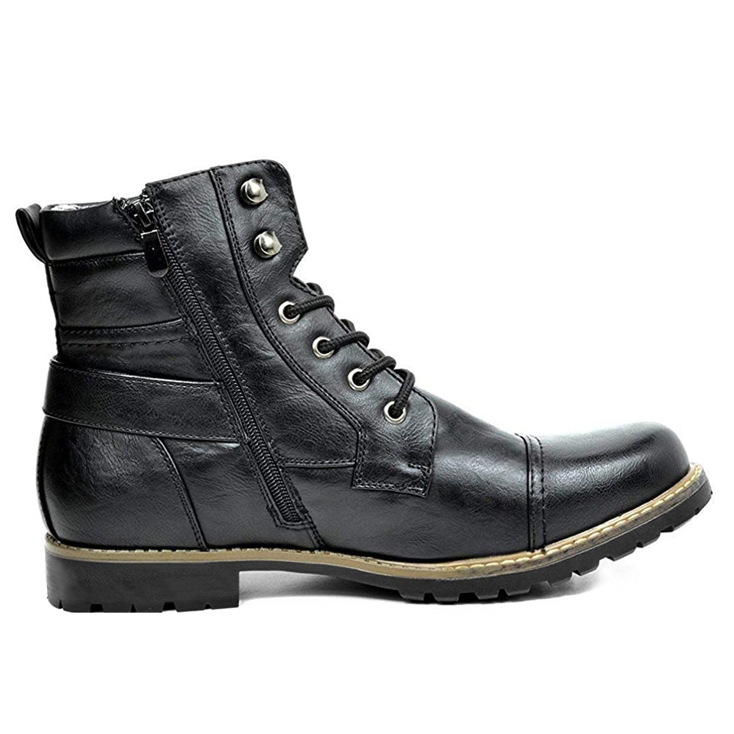 Men's Leather Biker Ankle Boots, Durable