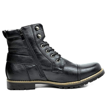 Men's Leather Biker Ankle Boots, Durable