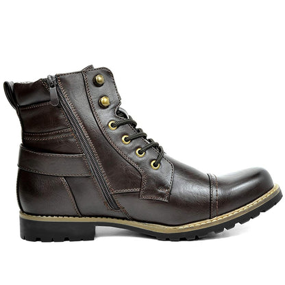 Men's Leather Biker Ankle Boots, Durable