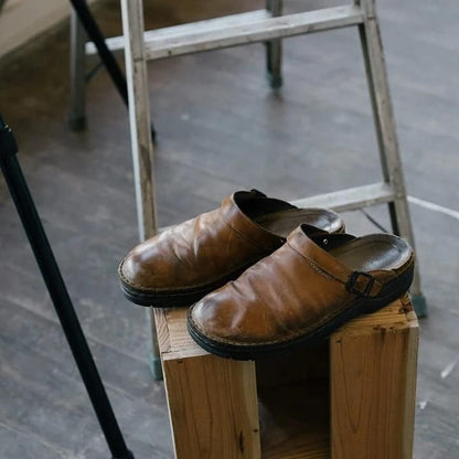 Men's Leather Clogs with Ergonomic Footbed