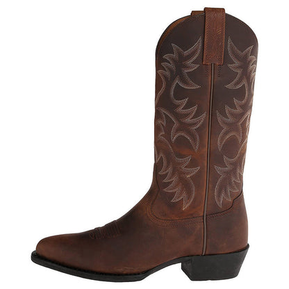 Men's Leather Cowboy Boots with Pointed Toe