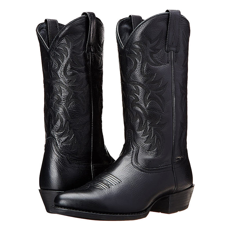 Men's Leather Cowboy Boots with Pointed Toe