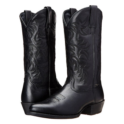 Men's Leather Cowboy Boots with Pointed Toe