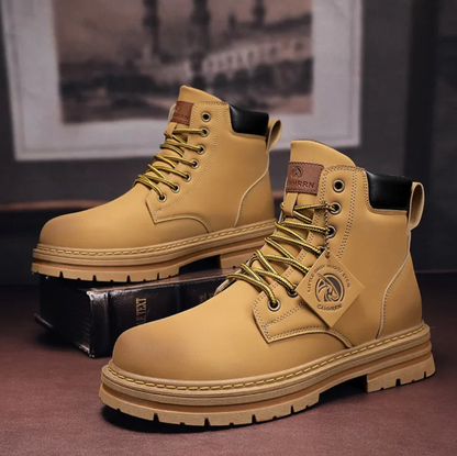 Men's Leather Lace-Up Ankle Boots, Non-Slip