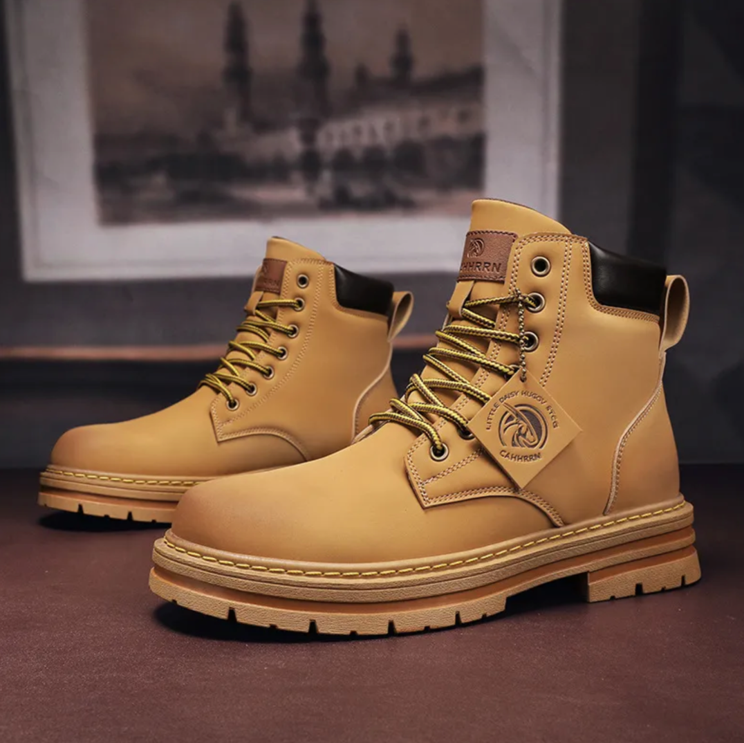 Men's Leather Lace-Up Ankle Boots, Non-Slip