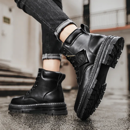 Men's Leather Lace-Up Ankle Boots, Non-Slip
