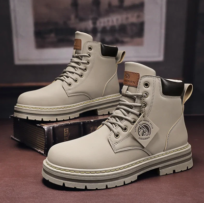 Men's Leather Lace-Up Ankle Boots, Non-Slip