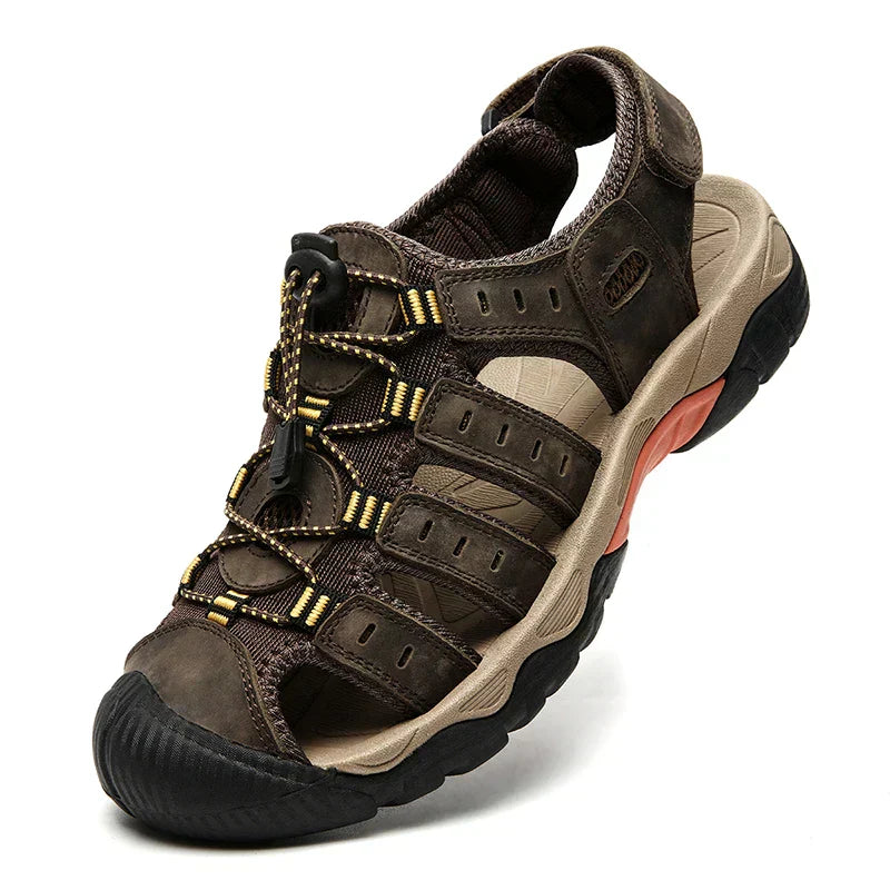 Men's Leather Outdoor Sandals, Breathable