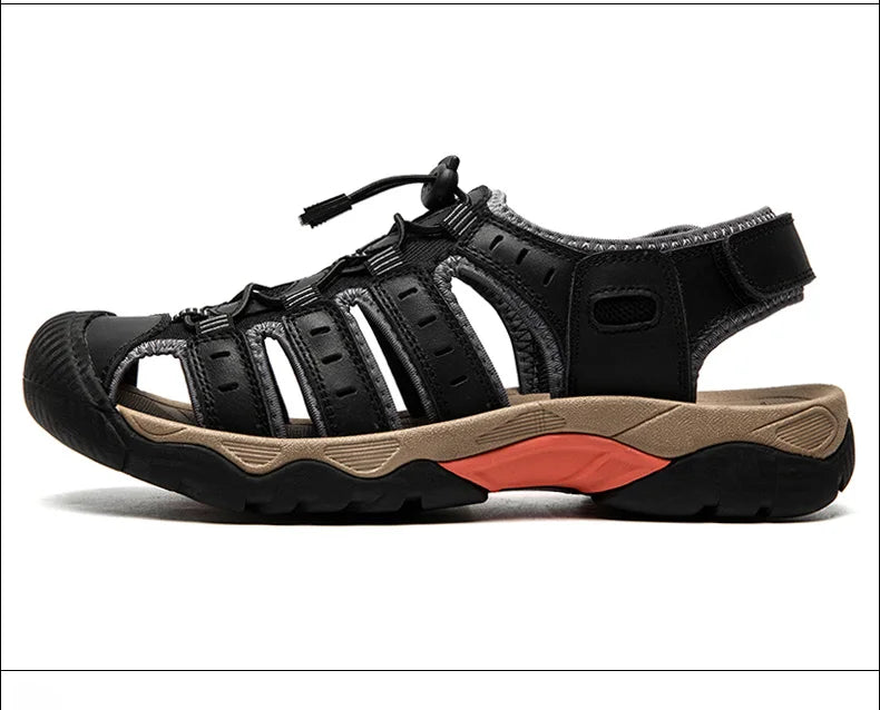 Men's Leather Outdoor Sandals, Breathable
