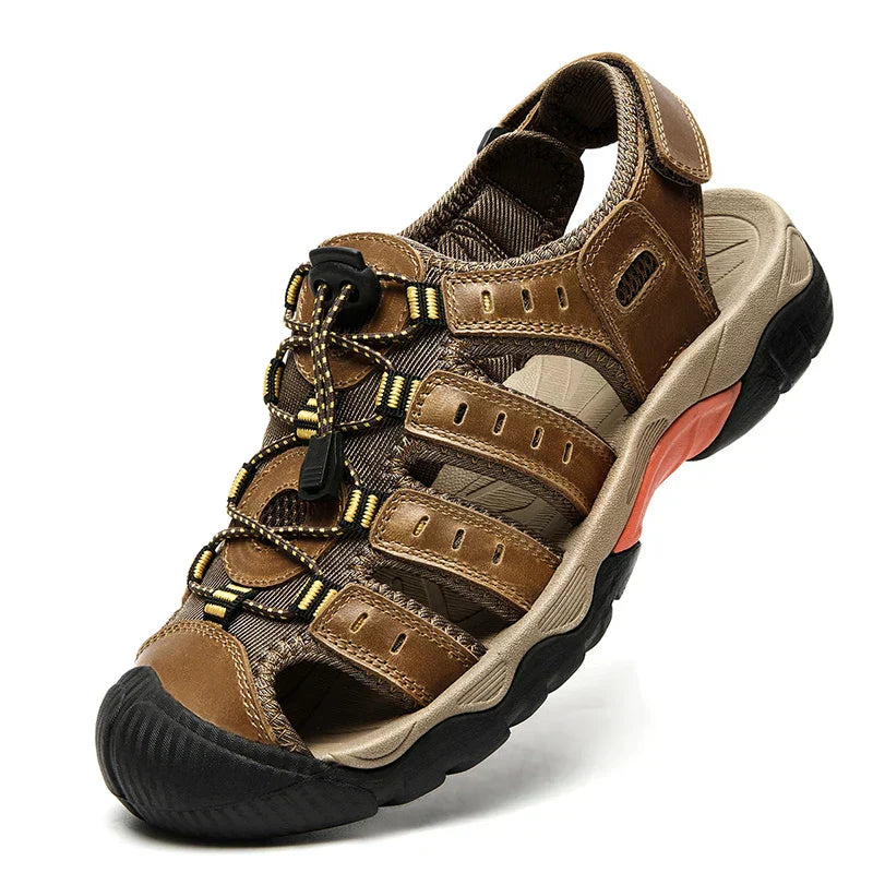 Men's Leather Outdoor Sandals, Breathable