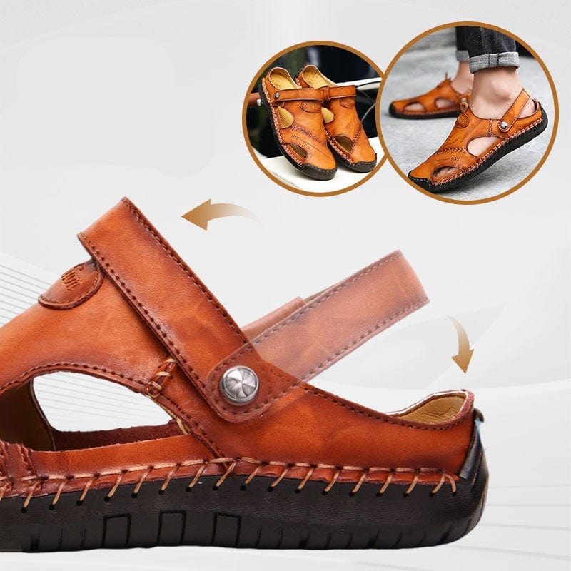 Men's Leather Sandals in Roman Style