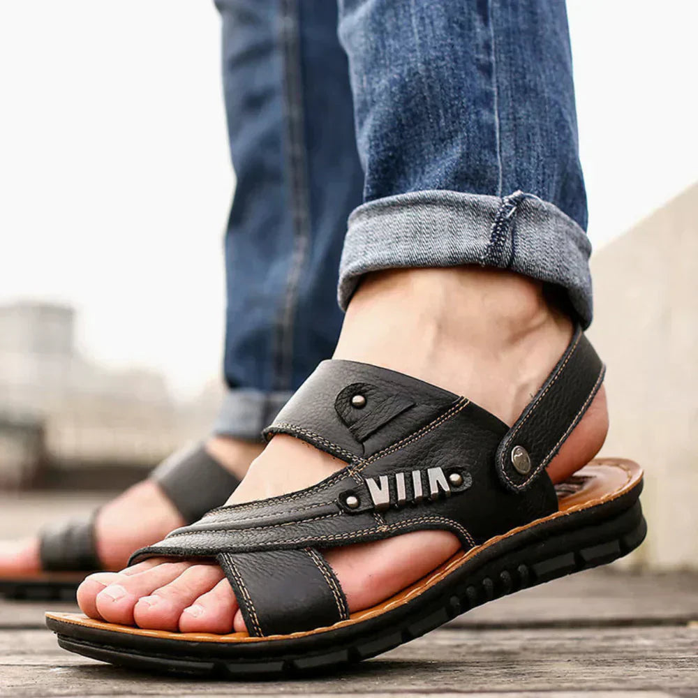 Men's Leather Sandals in Vintage Style