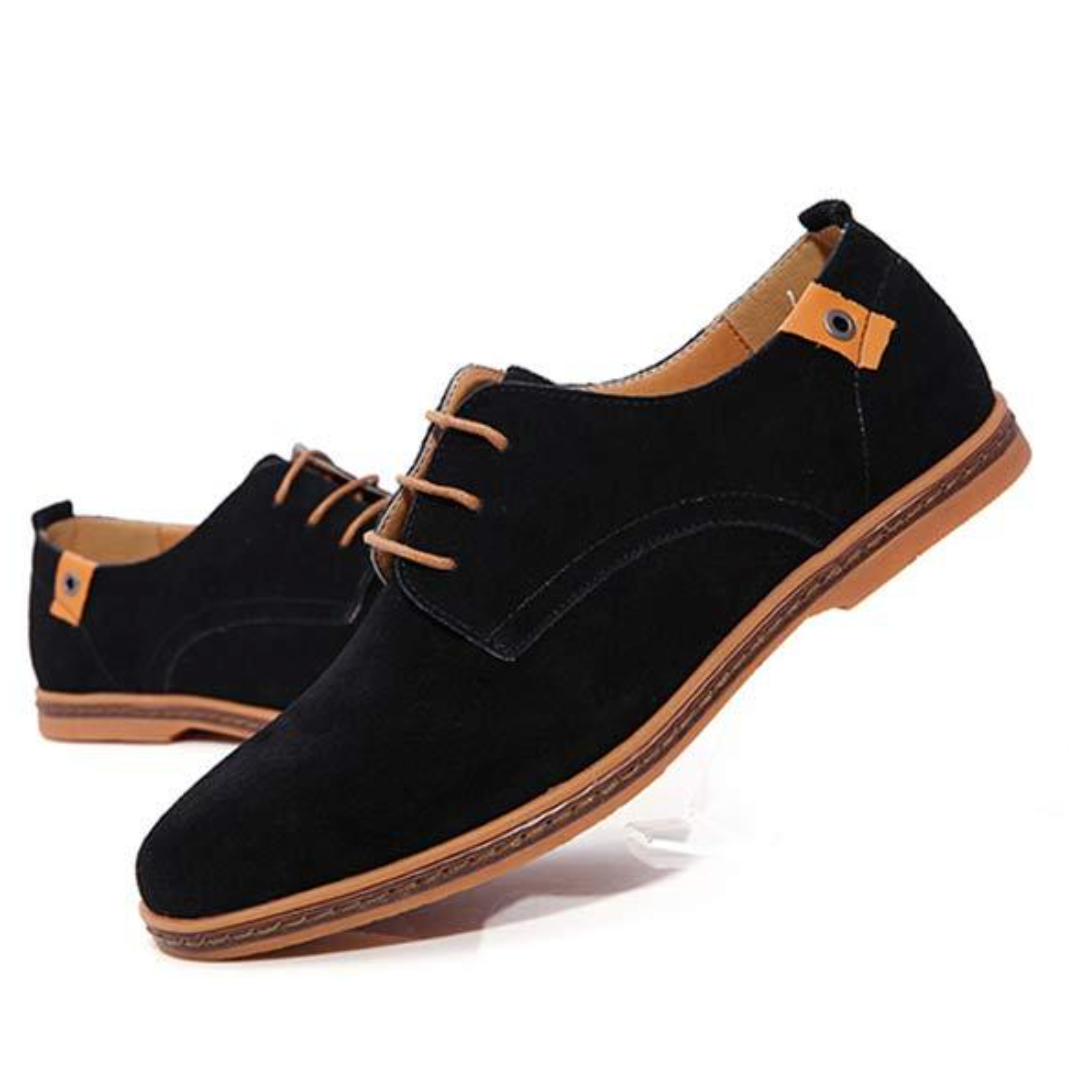 Men's Leather Shoes with Decorative Stitching