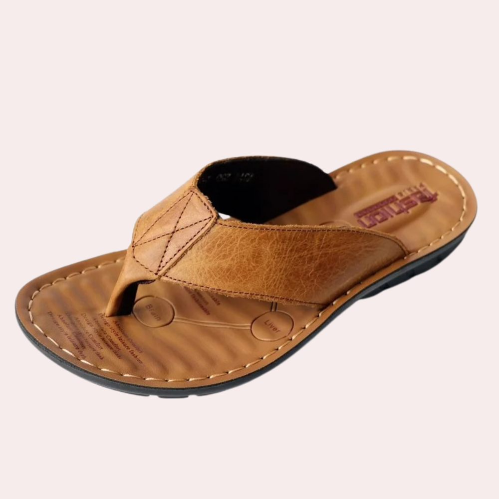 Men's Leather Slides with Ergonomic Footbed