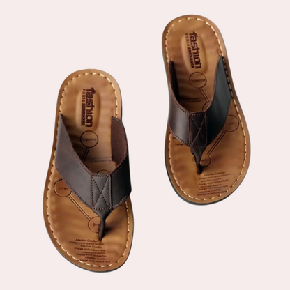 Men's Leather Slides with Ergonomic Footbed