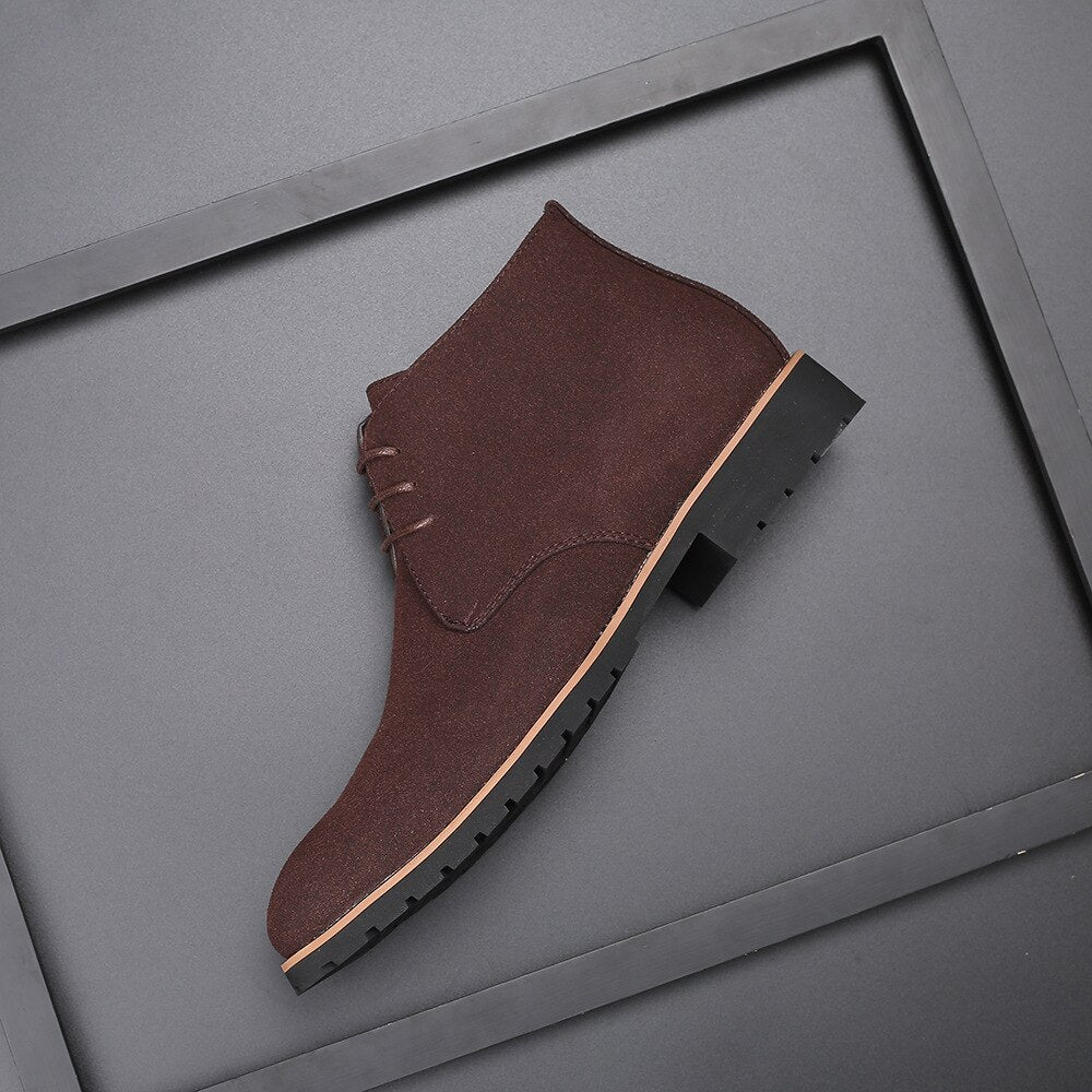 Men's Leather Slip-On Ankle Boots, Elegant