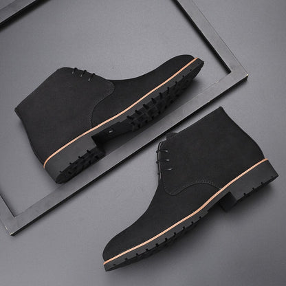 Men's Leather Slip-On Ankle Boots, Elegant