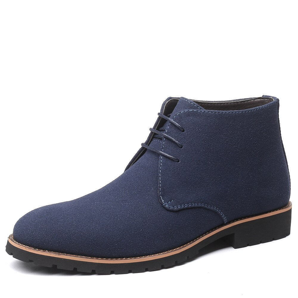 Men's Leather Slip-On Ankle Boots, Elegant
