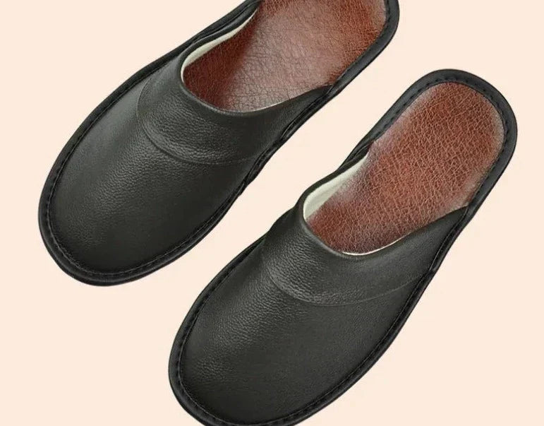 Men's Leather Slippers for Cool Evenings