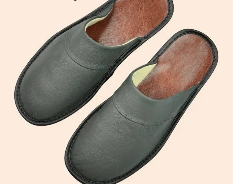Men's Leather Slippers for Cool Evenings