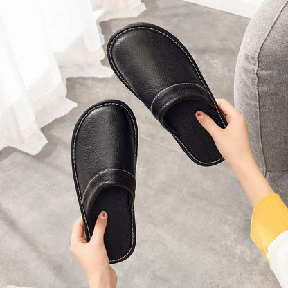 Men's Leather Slippers with a Durable Sole