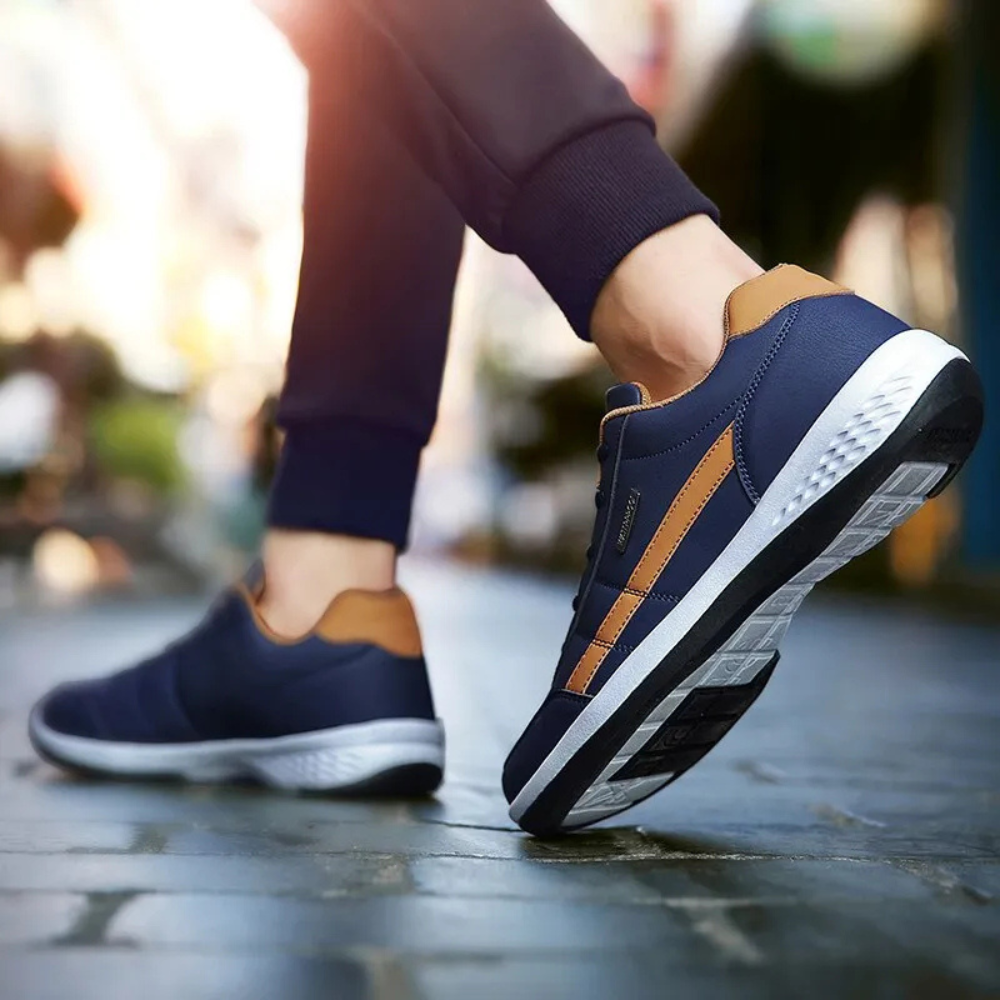 Men's Leather Sneakers with Orthopedic Support