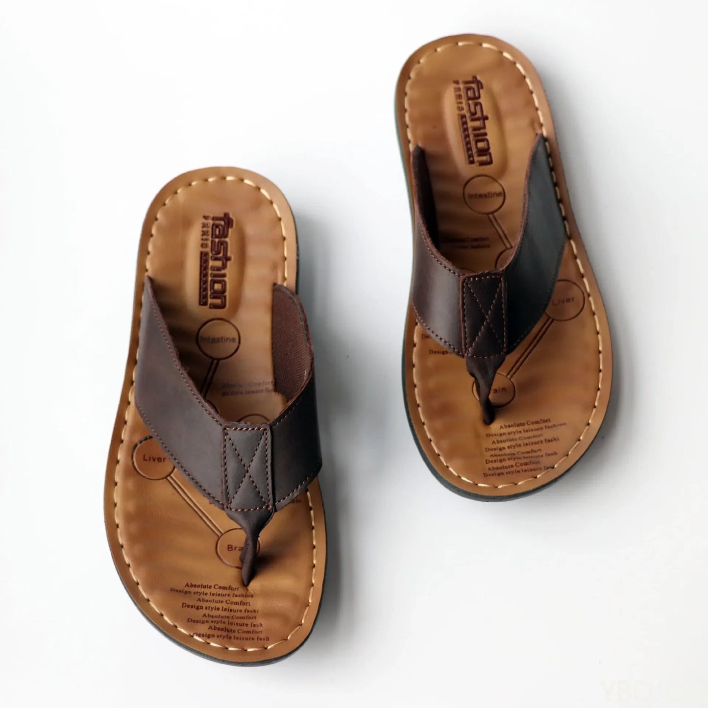 Men's Leather Summer Slides, Non-Slip